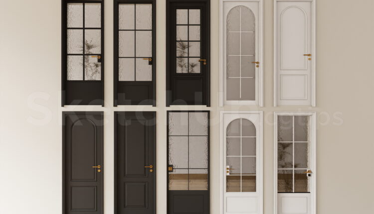 19869. Modern Residential Interior Door Collection Sketchup Model Free Download (1)