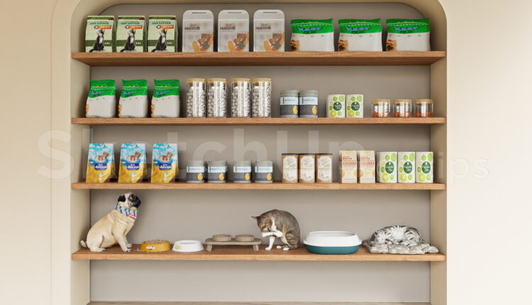 19872. Pet Supplies Display Rack Sketchup Model Free Download (1)