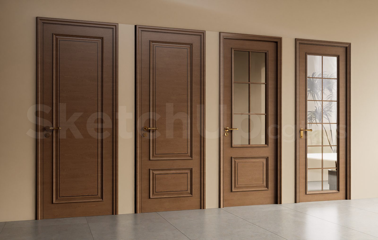 19886. Classic Wooden Interior Doors For Sketchup Free (2)