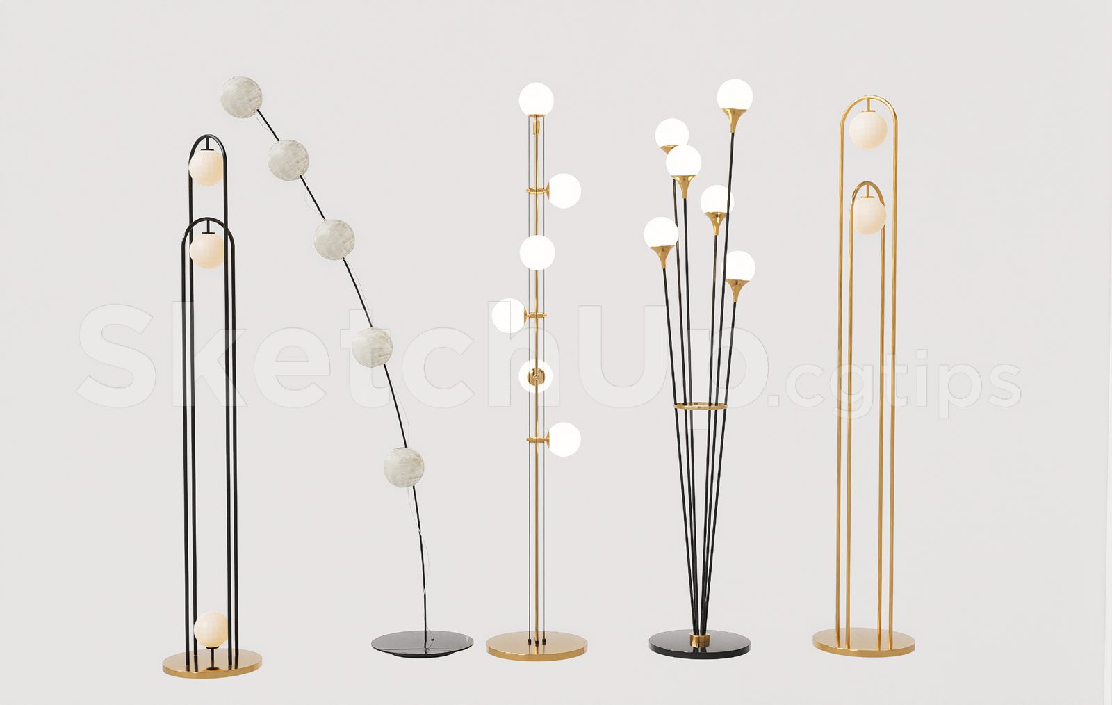 19887. Modern Interior Floor Lighting Sketchup Model – Designer Lamp Collection Free (1)