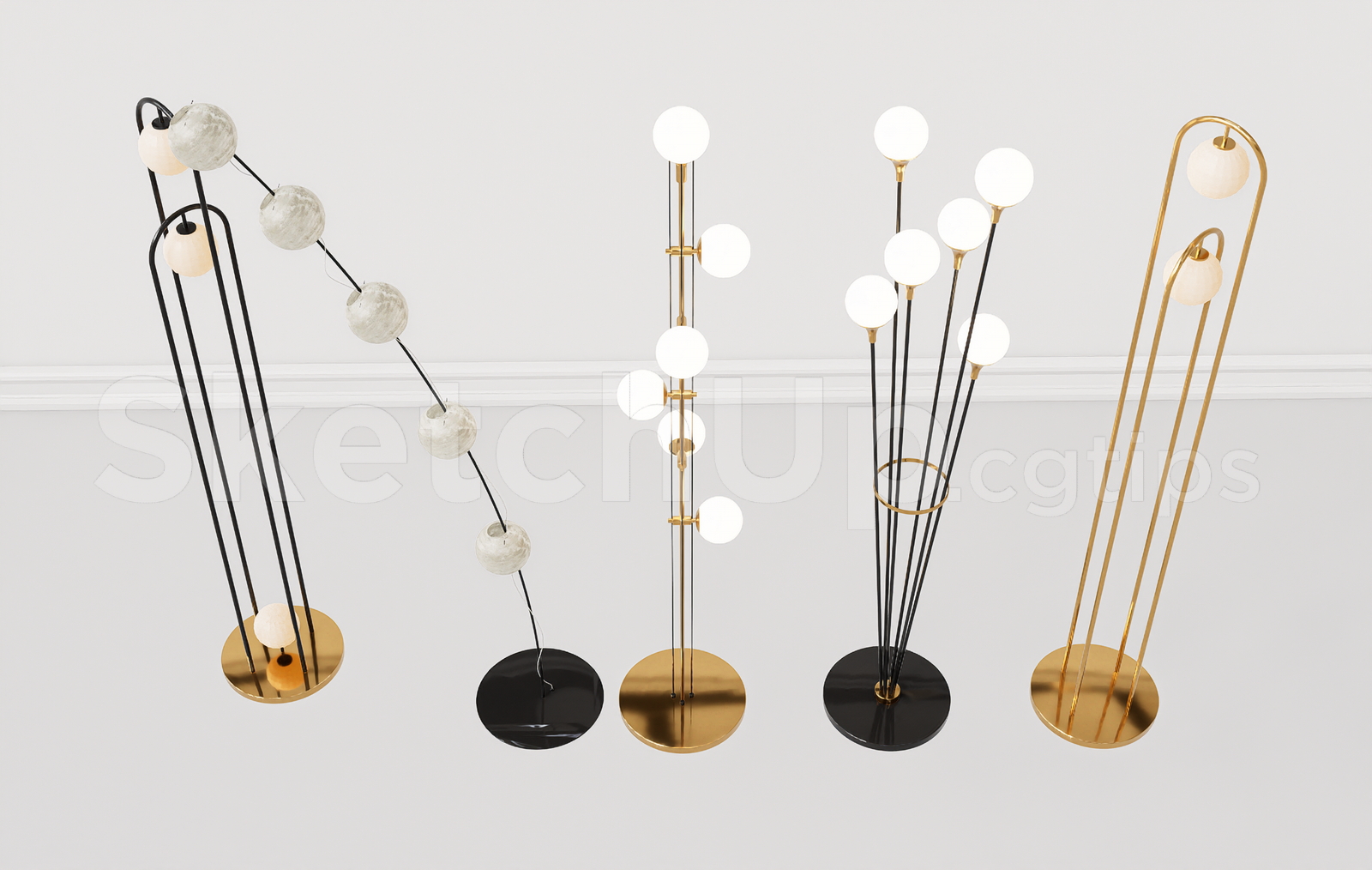 19887. Modern Interior Floor Lighting Sketchup Model – Designer Lamp Collection Free (2)