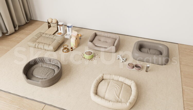 19889. Modern Pet Accessories And Bed Collection – Sketchup 3d Model Free Download (2)