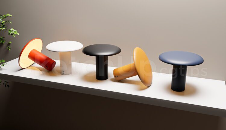 19898. Modern Mushroom Table Lamp Collection – Sketchup 3d Model Download (2)