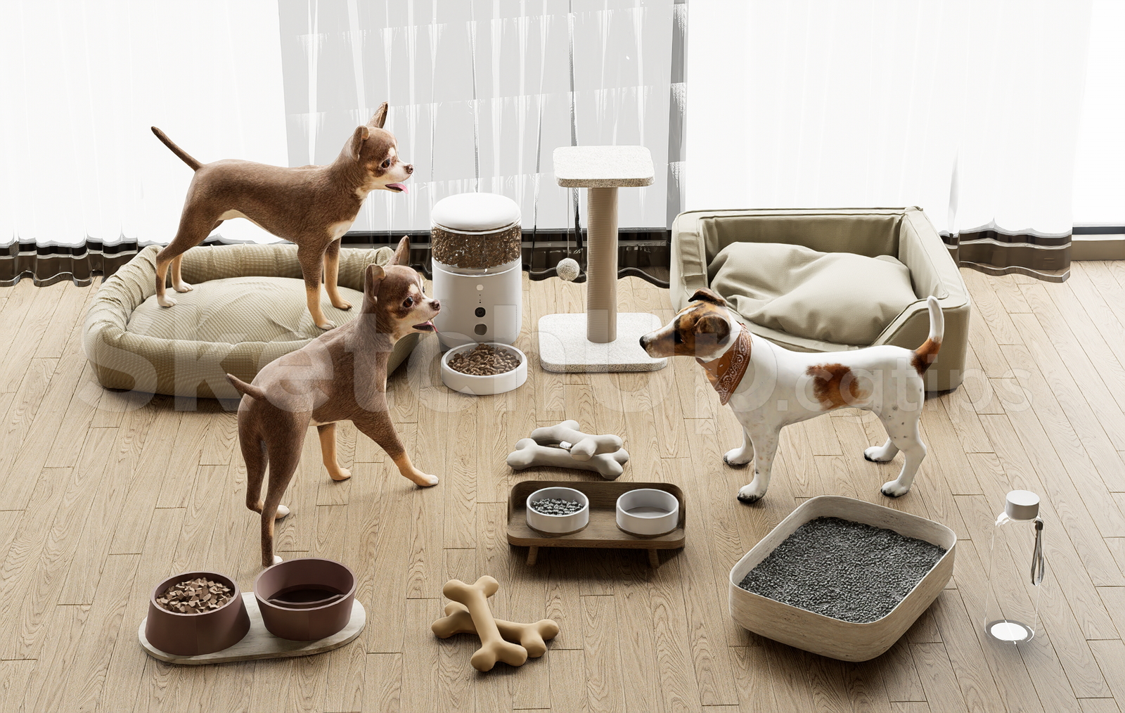 19899. Ultimate Pet Supplies And Dogs 3d Model Collection - Sketchup Free Download (1)