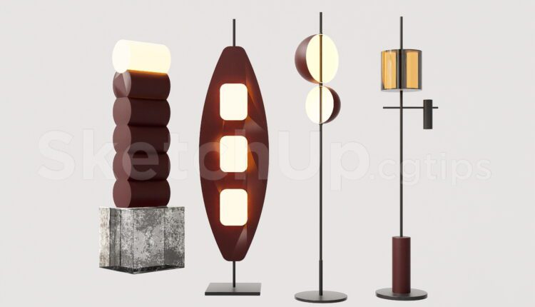 19902. Modern Artistic Floor Lamp Collection Sketchup Model Free Download (1)