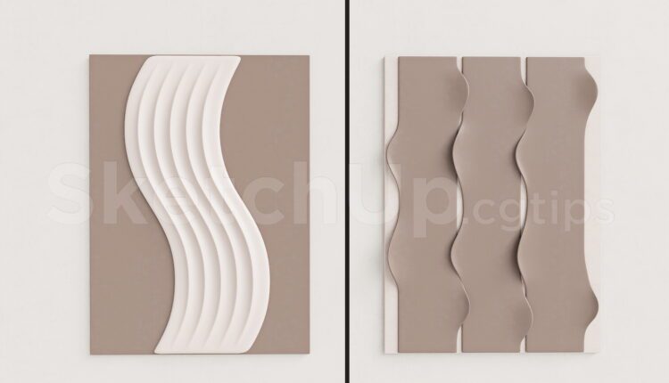 19903. Modern Abstract 3d Wall Panel Decor Sketchup Model Free Download (1)