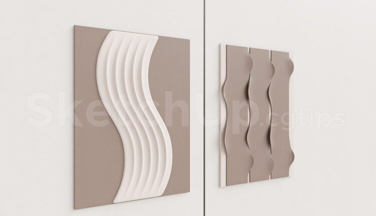 19903. Modern Abstract 3d Wall Panel Decor Sketchup Model Free Download (2)