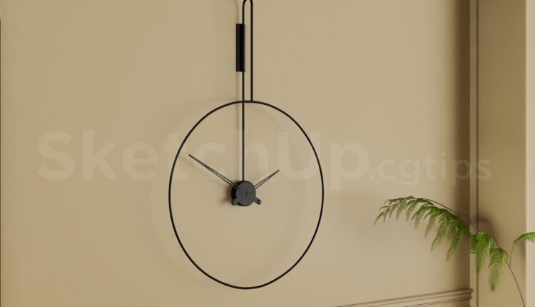 19925. Modern Round Wall Clock Sketchup Model Free Download (2)