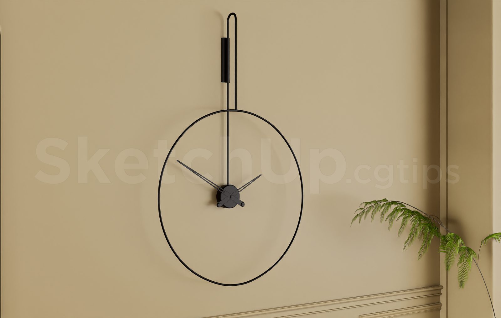 19925. Modern Round Wall Clock Sketchup Model Free Download (2)