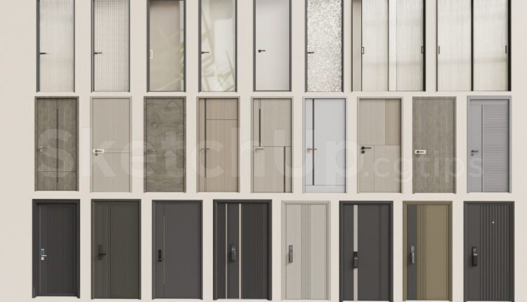 19930. Modern House Door Sketchup Model Collection Free Download (1)