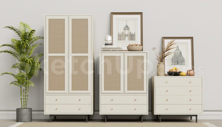 19943. Modern Rattan Sideboard Accent Cabinet Sketchup Free Download (2)