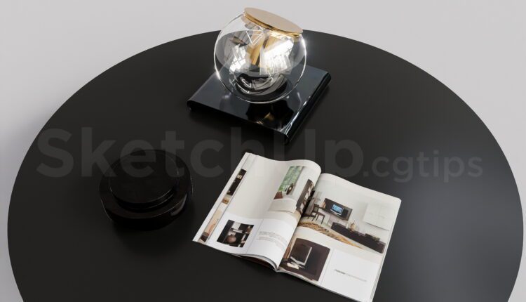 19944. Modern Coffee Table Decor Set Sketchup Model Download (2)