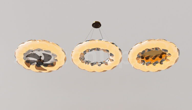 19946. Modern Flush Mount Ceiling Fan Light Sketchup Free Download (1)