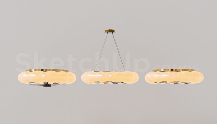 19946. Modern Flush Mount Ceiling Fan Light Sketchup Free Download (2)