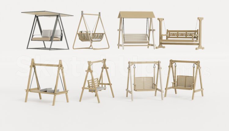 19960. Outdoor Hanging Swing Chair Collection Sketchup 3d Model Free Download (1)
