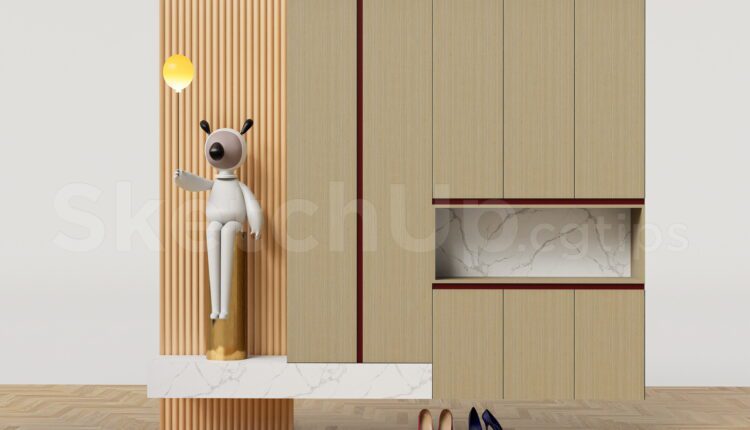 19961. Modern Shoe Cabinet Sketchup 3d Model – Free Download (1)