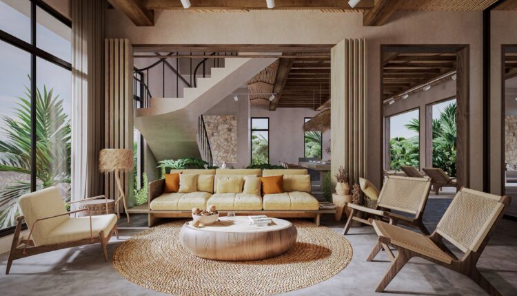 19963. Tropical Wabi-sabi Living Room Interior Design Idea – Sketchup 3d Free Download (1)