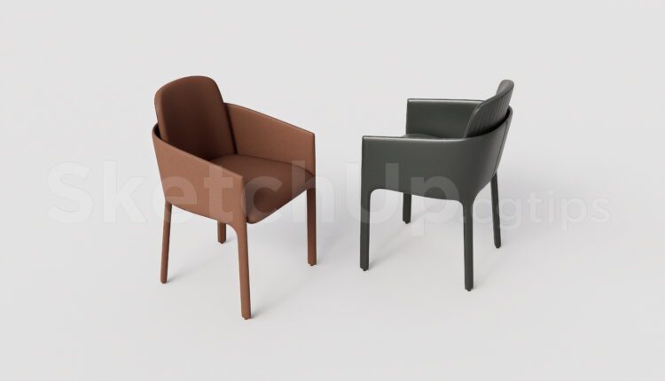 19965. Minimalist Dining Armchair 3d Model – Sketchup Furniture Download (2)