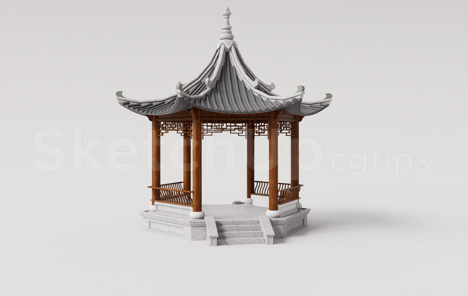 19982. Traditional Asian Gazebo Sketchup Model Free Download