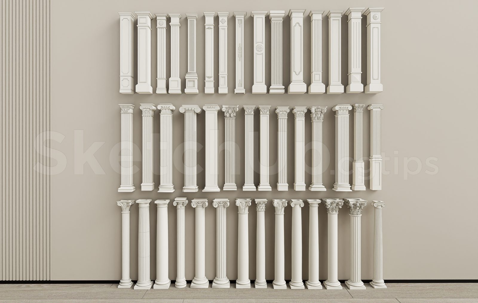 19983. Classic Columns Collection Sketchup Model Free Download (1)