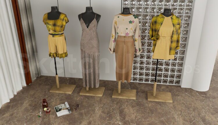 19986. Boutique Clothing Display Mannequin Set Sketchup Fashion Models Free Download (2)