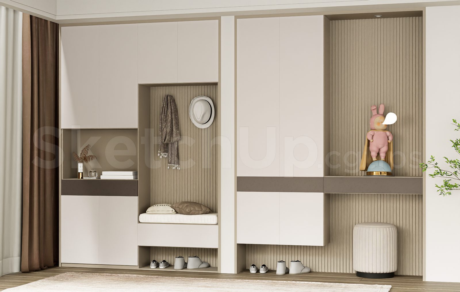 19988. Modern Shoe Cabinet Sketchup 3d Model - Free Download (2)