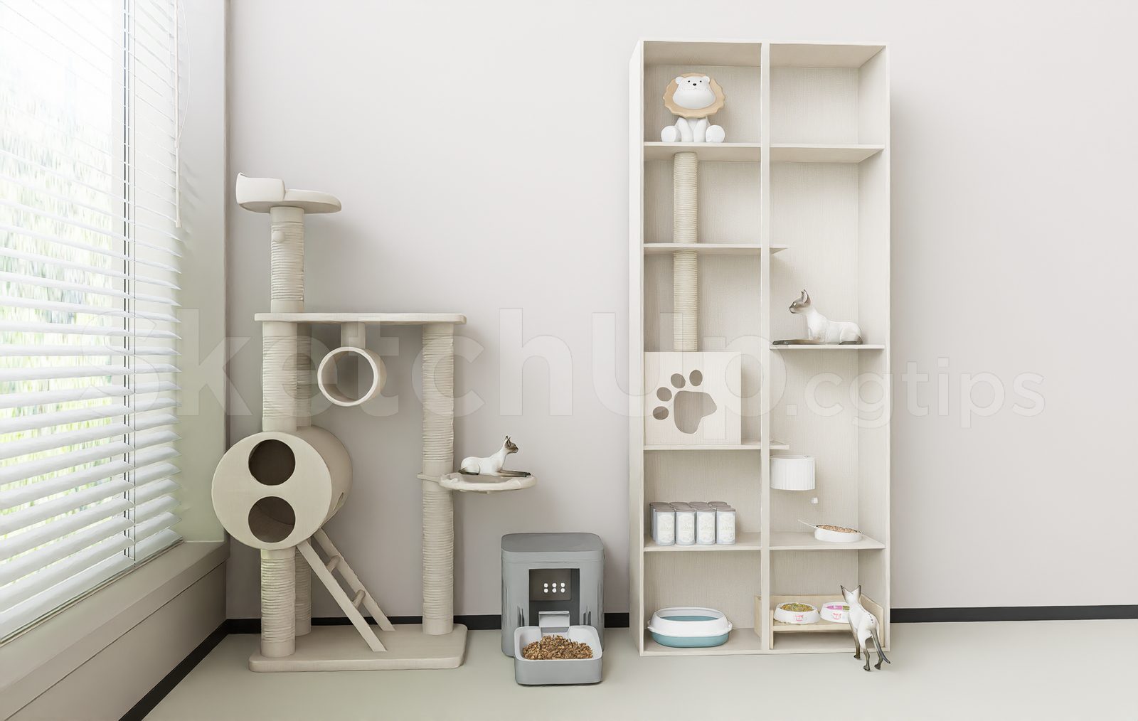 19990. Cat Furniture Collection Sketchup Model – Minimalist Pet Interior Design Download (1)