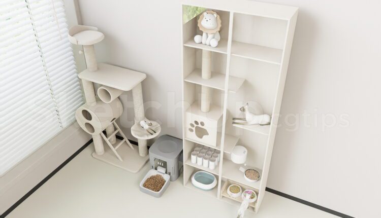 19990. Cat Furniture Collection Sketchup Model – Minimalist Pet Interior Design Download (2)