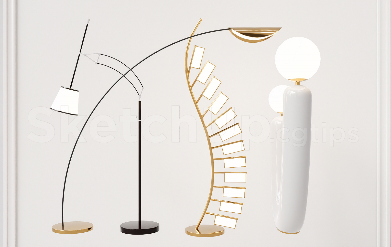 19991. Creative Spiral And Curved Floor Lamps Collection 3d Model Download (1)