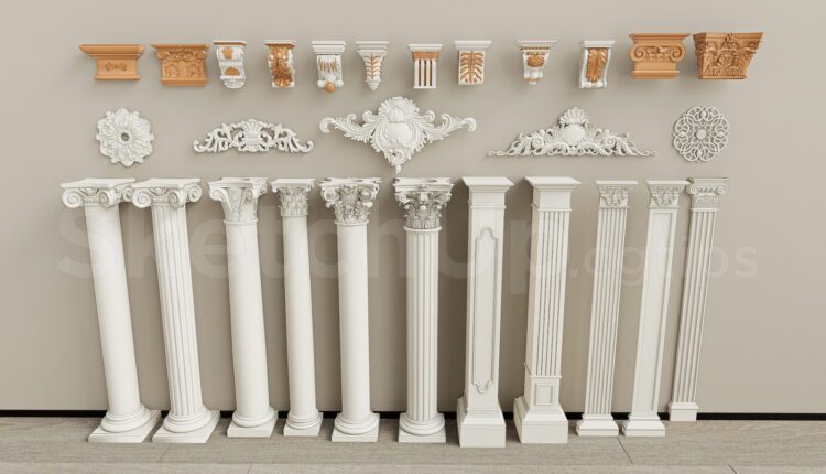 19993. Neoclassical Columns And Decorative Elements Sketchup Model Free Download (2)