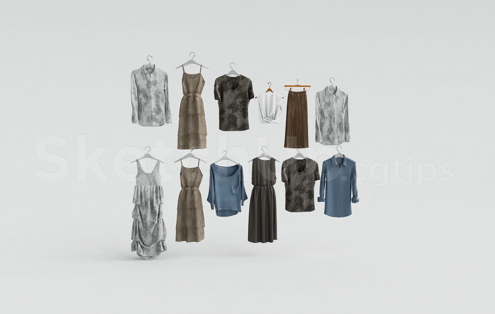 19997. Fashion Retail Shop Hanging Clothes 3d Model Free Download (1)