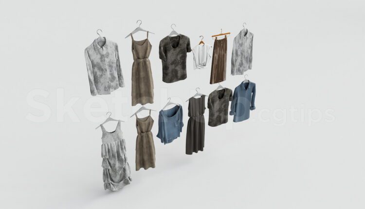 19997. Fashion Retail Shop Hanging Clothes 3d Model Free Download (2)