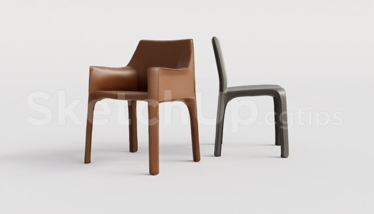 21005. Modern Leather Dining Chair And Armchair Sketchup Model Download (1)