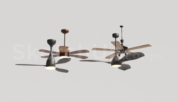 21007. Modern Ceiling Fan Collection Sketchup Model Free Download (1)