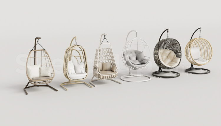 21012. Modern Outdoor Hanging Swing Chair Collection Sketchup Model Free Download (2)