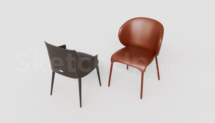 21021. Contemporary Leather Dining Chair Sketchup 3d Model Free Download (2)