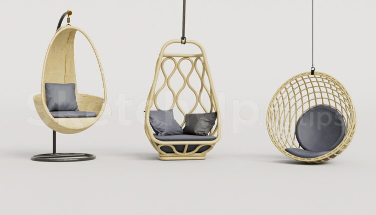 21023. Luxury Rattan Swing Chair Collection Sketchup Model Free Download (2)
