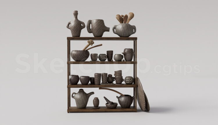 21024. Decorative Ceramic Vases And Tableware Sketchup 3d Model Free Download (2)