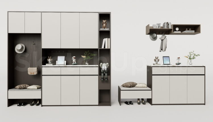 21029. Modern Shoe Cabinet Sketchup 3d Model – Free Download (1)