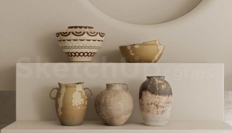 21032. Ancient Ceramic Vase Set 3d Model Free Download (1)