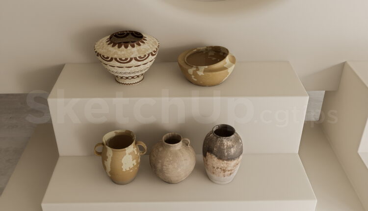 21032. Ancient Ceramic Vase Set 3d Model Free Download (2)