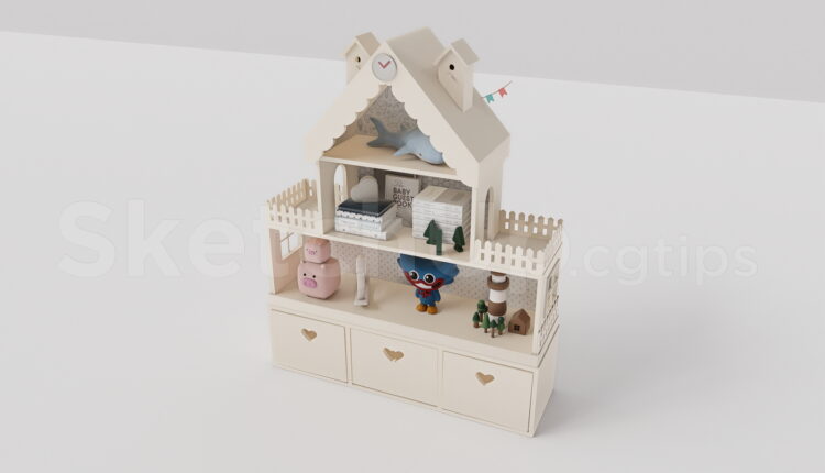 21058. Childrens Dollhouse Storage Shelf Sketchup Free Download (1)