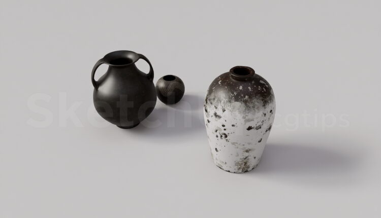 21061. Ancient Ceramic Vase Set 3d Model Free Download (2)