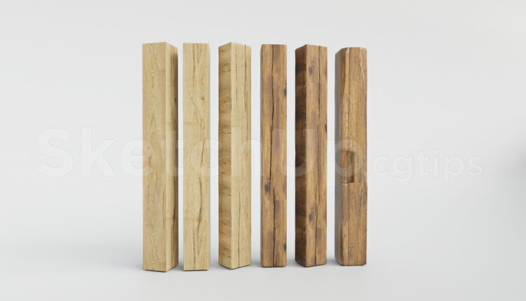 21079. Rustic Wood Columns And Beams 3d Model For Sketchup Free Download (1)
