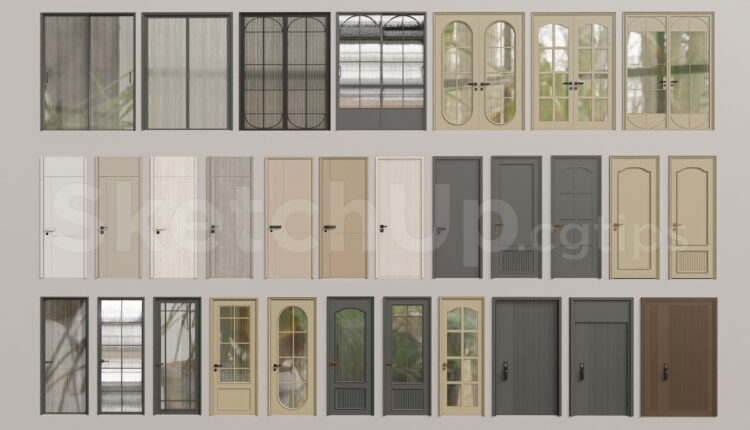 21083. Modern Interior Doors And Glass Sliding Doors Sketchup Model Collection Free Download (1)