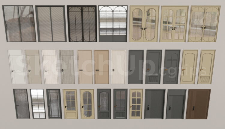 21083. Modern Interior Doors And Glass Sliding Doors Sketchup Model Collection Free Download (2)