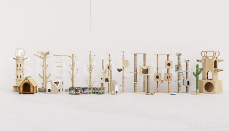 21088. Mega Pack Of Cat Trees And Wooden Cat Scratchers For Sketchup Download (2)