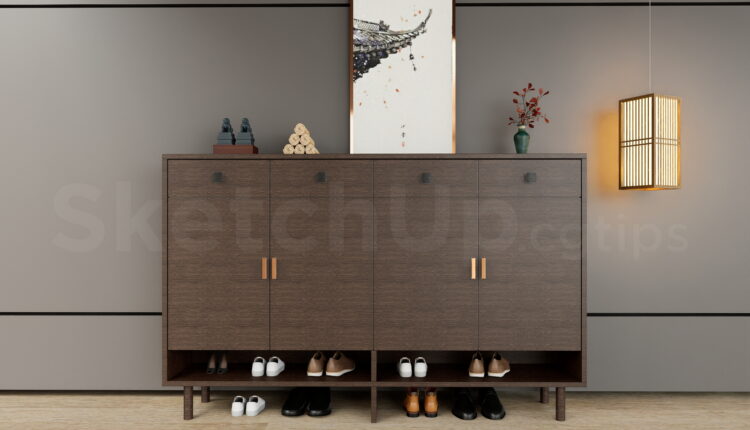 21095. Modern Shoe Cabinet Sketchup 3d Model – Free Download (1)
