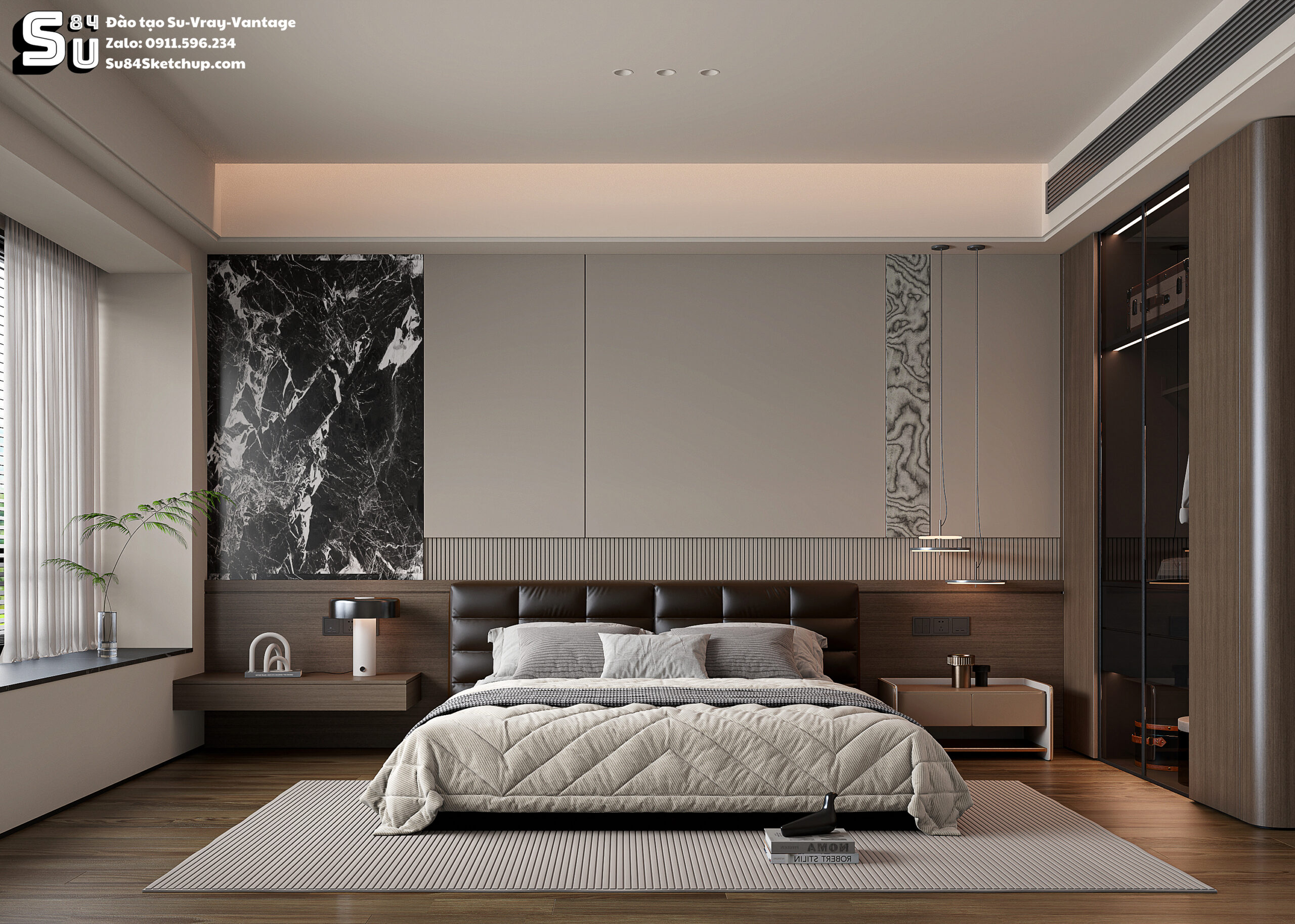 21096. Modern Luxury Bedroom Interior Sketchup Model By Tran Nam (1)