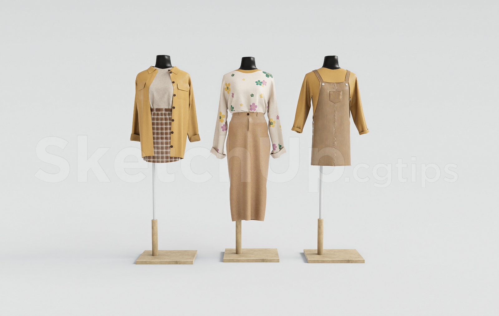 21099. Women's Fashion Mannequin Display Sketchup Model Free Download (1)